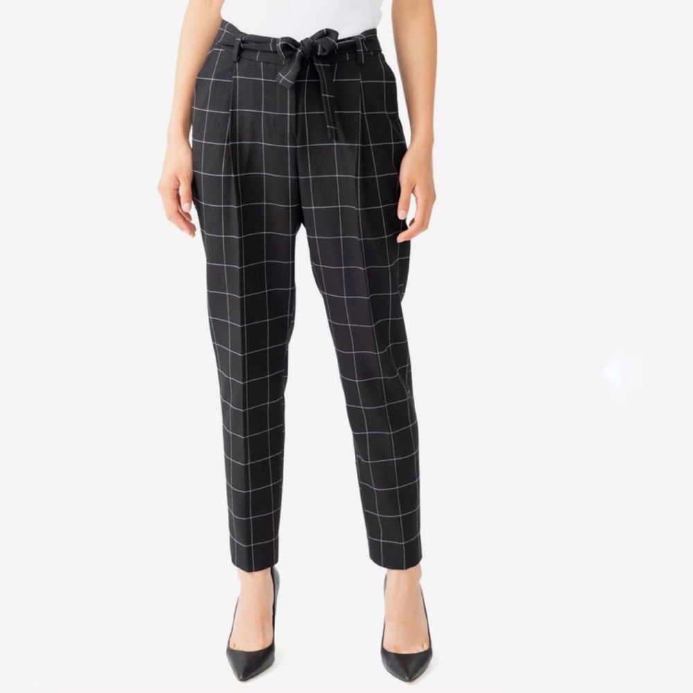 WINDOW PANE CHECK ANKLE PANT WITH SASH